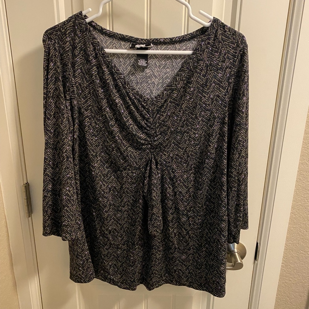Studio 1940 Top 14 14W Blouse Stretch Shirt 3/4 Sleeve